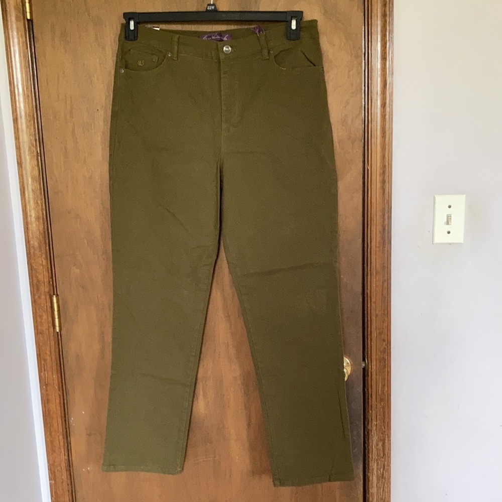 Gloria Vanderbilt Amanda juniper olive original slimming jean size 16 18 - Picture 6 of 17